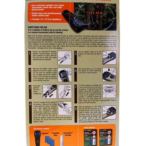 Thermacell Mosquito Repellent Appliance, Mats and Cartridge NEW Open Box - Picture 4 of 16